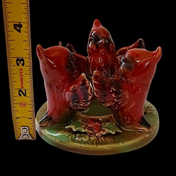 Cardinal Ceramic Candle Holder Trio Circle Tea Light Votive Christmas Winter - Picture 2 of 16